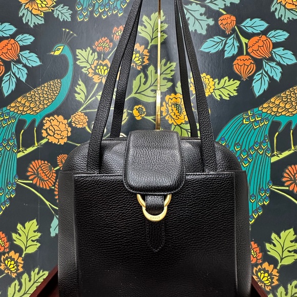 Vintage Bally Black Pebbled Leather Shoulder Bag | Gold Hardware | Italy - Picture 5 of 13